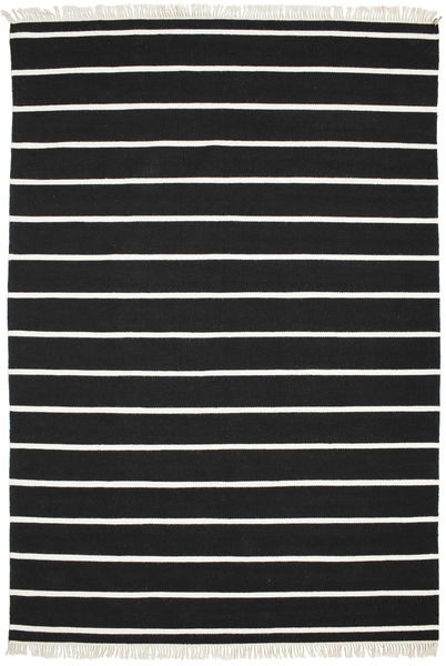  Dhurrie Stripe - Black/White Rug 220X320 Authentic
 Modern Handwoven Black (Wool, India)