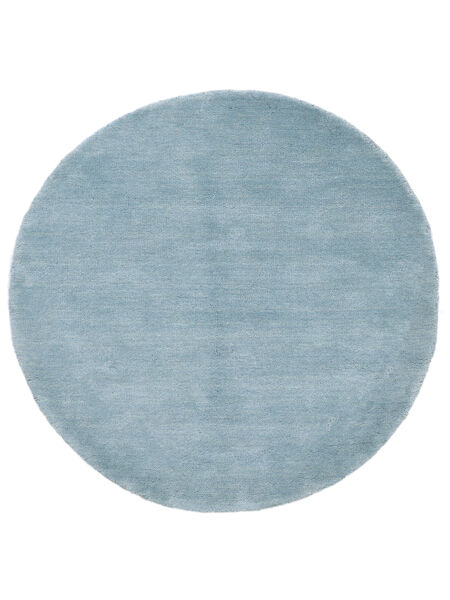 Handloom Ø 250 Large Light Blue Plain (Single Colored) Round Wool Rug Rug 