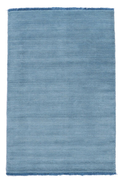 Handloom Fringes 200X300 Light Blue Plain (Single Colored) Wool Rug Rug 