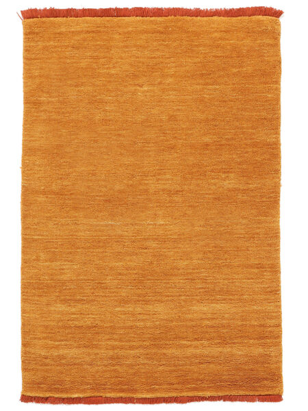  80X120 Plain (Single Colored) Small Handloom Fringes Rug - Orange 