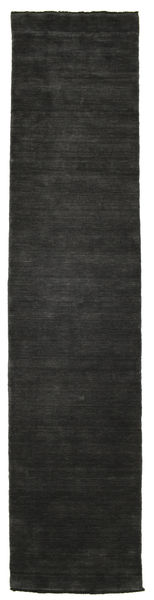  Handloom Fringes - Black/Grey Rug 80X350 Modern Hallway Runner
 Black (Wool, India)