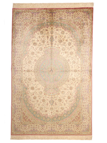  Qum Silk Signed:ghom Mosavi Rug 128X200 Authentic
 Oriental Handknotted Beige/Dark Brown (Silk, Persia/Iran)