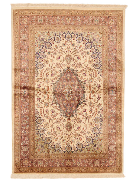  Qum Silk Rug 131X208 Authentic
 Oriental Handknotted Dark Brown/Brown (Silk, Persia/Iran)
