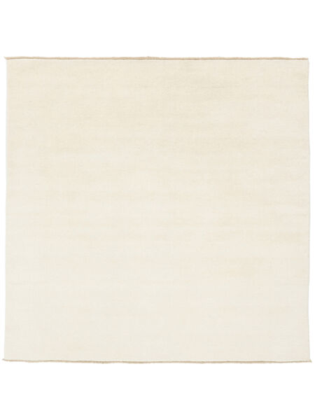 Handloom Fringes 250X250 Large Ivory White Plain (Single Colored) Square Wool Rug 