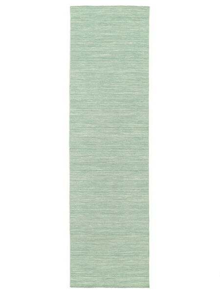  Kilim Loom - Mint Green Rug 80X300 Authentic
 Modern Handwoven Runner
 Dark Turquoise 
/Turquoise Blue (Wool, India)