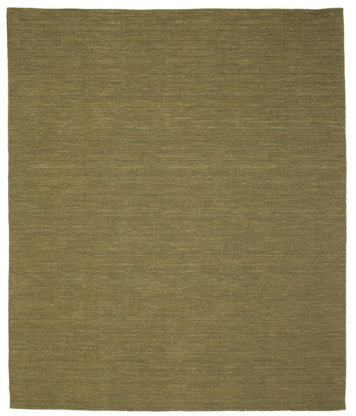  250X300 Plain (Single Colored) Large Kilim Loom Rug - Olive Green 