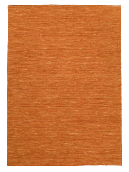  200X300 Plain (Single Colored) Kilim Loom Rug - Orange 