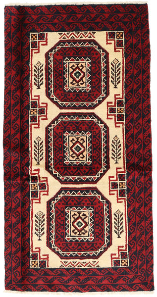  Baluch Rug 95X183 Authentic
 Oriental Handknotted Dark Red/Black (Wool, Persia/Iran)