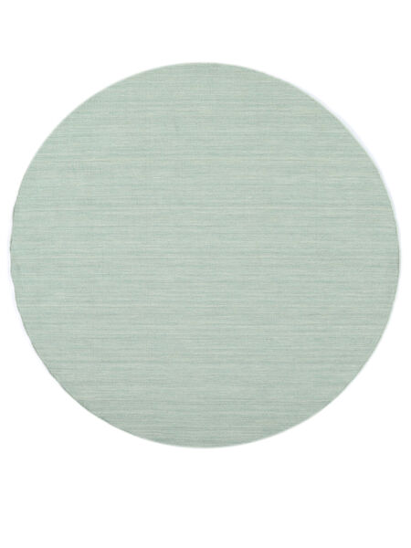  Kilim Loom - Mint Green Rug Ø 250 Authentic
 Modern Handwoven Round Pastel Green/White/Creme Large (Wool, India)