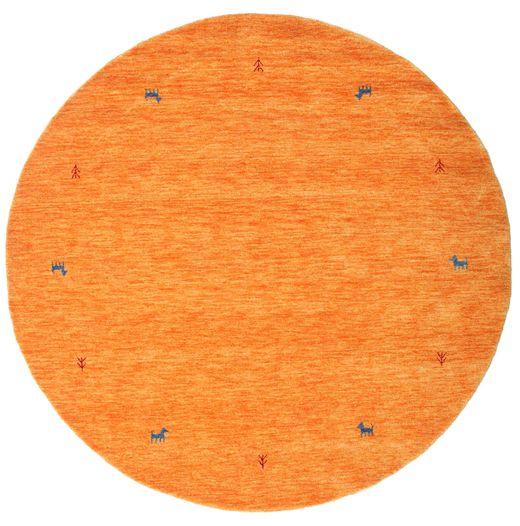  Gabbeh Loom Two Lines - Orange Rug Ø 200 Modern Round Rust Red/White/Creme (Wool, India)