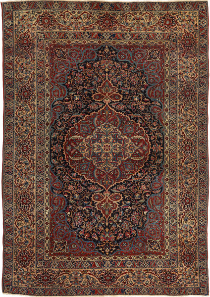  Isfahan Antique Rug 147X215 Authentic
 Oriental Handknotted Dark Red/Dark Brown (Wool, Persia/Iran)