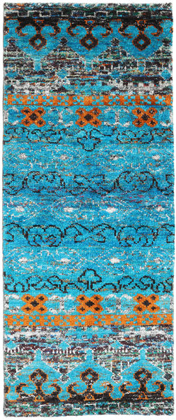 Quito 80X200 Small Turquoise Runner Silk Rug 