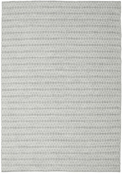 Kelim Long Stitch 240X340 Large Grey Plain (Single Colored) Wool Rug 
