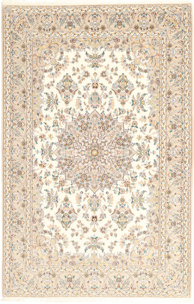  Isfahan Silk Warp Rug 157X240 Authentic
 Oriental Handknotted Beige/Yellow (Wool/Silk, Persia/Iran)