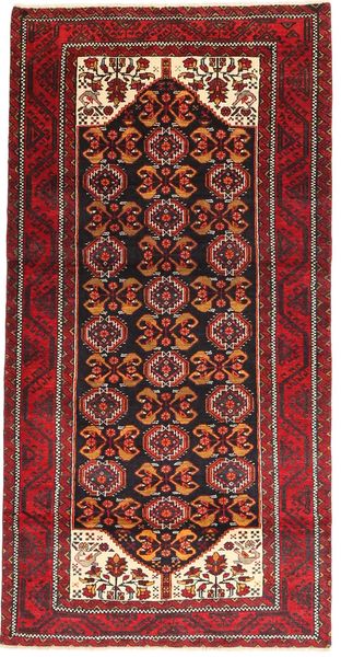  Baluch Rug 98X194 Authentic
 Oriental Handknotted Dark Red (Wool, Persia/Iran)