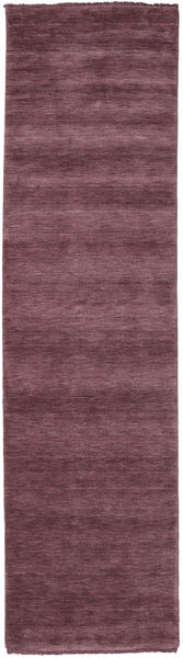 Handloom Fringes 80X300 Small Dark Purple Plain (Single Colored) Runner Wool Rug Rug 