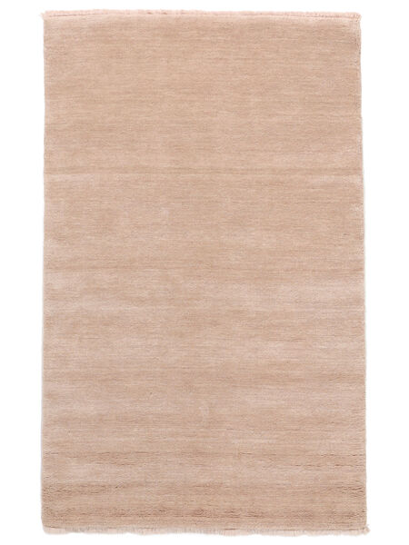 Handloom Fringes 140X200 Small Light Pink Plain (Single Colored) Wool Rug 