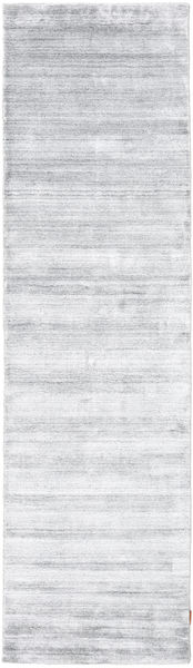 Bamboo Silk Loom 80X300 Small Light Grey Plain (Single Colored) Runner Rug 