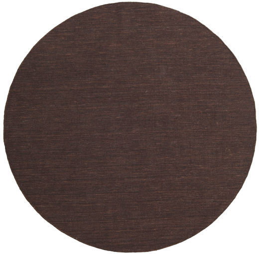  Kilim Loom - Dark Brown Rug Ø 300 Authentic
 Modern Handwoven Round Dark Brown Large (Wool, India)