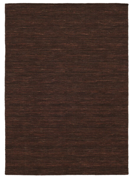 Kelim Loom 200X300 Dark Brown Plain (Single Colored) Wool Rug 