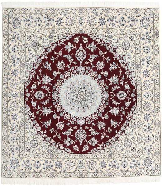  Nain 9La Rug 198X207 Authentic
 Oriental Handknotted Square Light Grey/Beige (Wool/Silk, Persia/Iran)