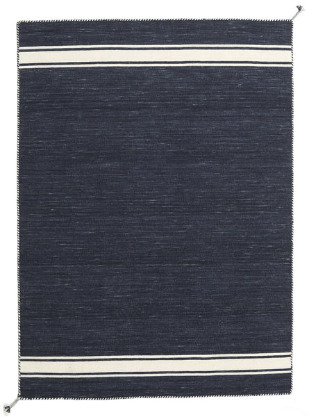 170X240 Plain (Single Colored) Ernst Rug - Navy Blue/Off White Wool, 