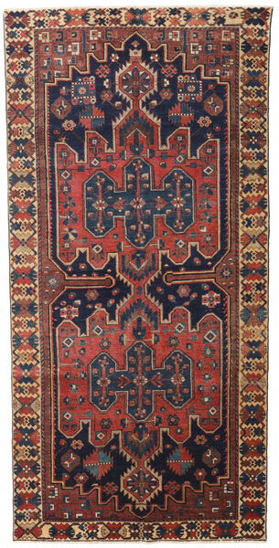  Bakhtiari Patina Rug 145X303 Authentic
 Oriental Handknotted Runner
 Dark Red/Dark Grey/Dark Blue (Wool, Persia/Iran)
