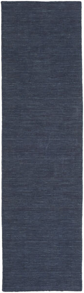  Kilim Loom - Denim Blue Rug 80X500 Authentic
 Modern Handwoven Runner
 Dark Blue/Blue (Wool, India)