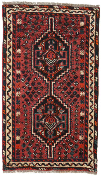  Shiraz Rug 76X131 Authentic
 Oriental Handknotted Dark Red/Black (Wool, Persia/Iran)