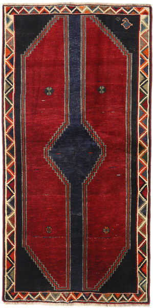  Qashqai Rug 105X212 Authentic
 Oriental Handknotted Crimson Red/Black (Wool, Persia/Iran)