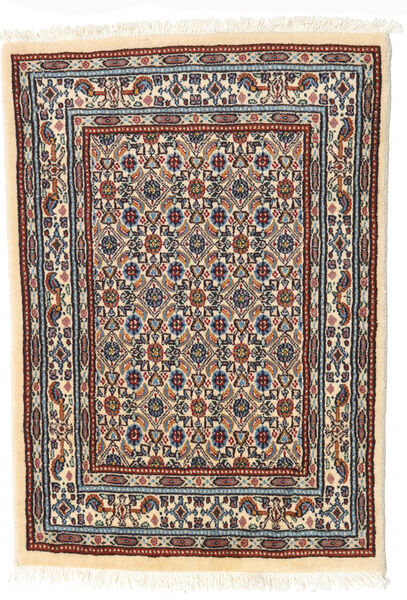  Moud Rug 62X85 Authentic
 Oriental Handknotted Beige/Dark Brown (Wool/Silk, Persia/Iran)