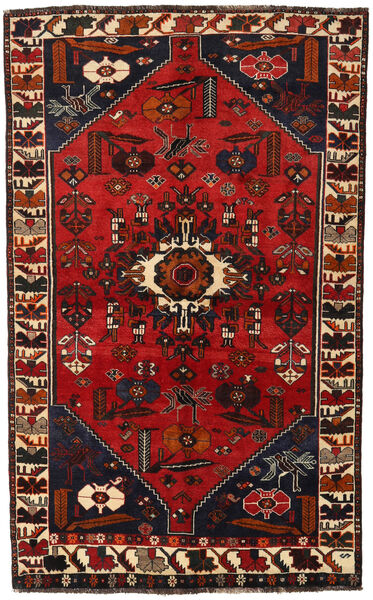  Shiraz Rug 147X239 Authentic
 Oriental Handknotted Black/Dark Red/Rust Red (Wool, Persia/Iran)