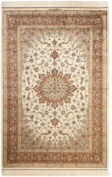  Qum Silk Rug 130X197 Authentic
 Oriental Handknotted Beige/Brown (Silk, Persia/Iran)