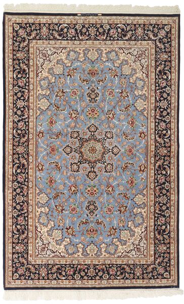  Isfahan Silk Warp Rug 156X239 Authentic
 Oriental Handwoven Light Grey/Dark Brown (Wool/Silk, Persia/Iran)