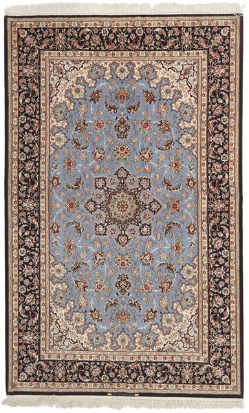  Isfahan Silk Warp Rug 155X248 Authentic
 Oriental Handwoven Light Grey/Dark Brown (Wool/Silk, Persia/Iran)
