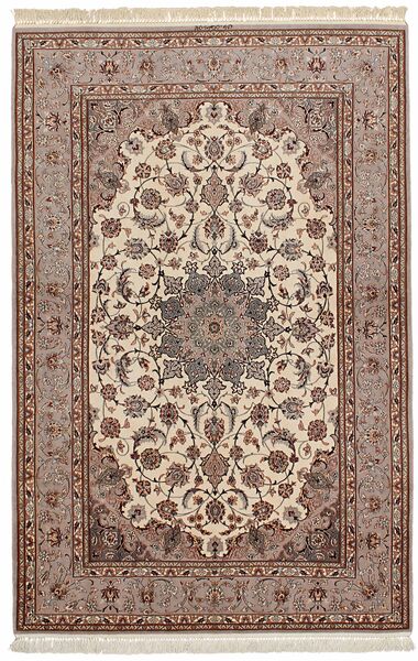  Isfahan Silk Warp Rug 158X238 Authentic
 Oriental Handwoven Light Grey/Dark Red/Brown (Wool/Silk, Persia/Iran)