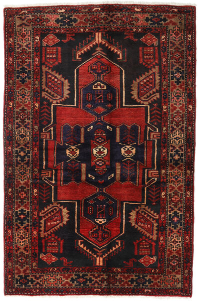  Hamadan Rug 131X200 Authentic
 Oriental Handknotted Dark Red/Black (Wool, Persia/Iran)