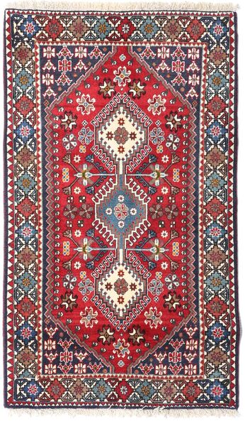  Yalameh Rug 81X137 Authentic
 Oriental Handknotted Dark Purple/Beige (Wool, Persia/Iran)