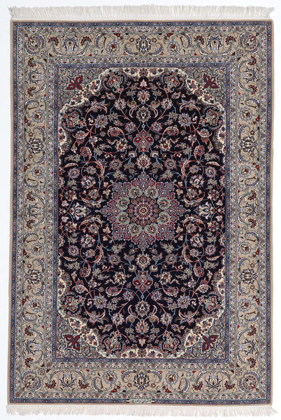  Isfahan Silk Warp Rug 160X235 Authentic
 Oriental Handknotted Light Grey/Dark Purple (Wool/Silk, Persia/Iran)
