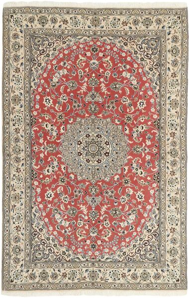  Nain 9La Rug 156X242 Authentic
 Oriental Handknotted Light Grey/Rust Red (Wool/Silk, Persia/Iran)