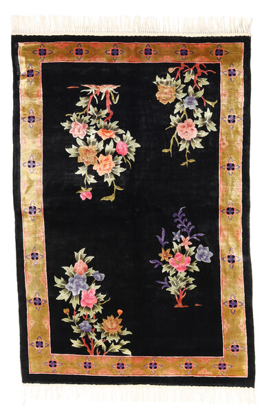  China Art Silk 120 Line Rug 122X183 Authentic
 Oriental Handknotted Black ( China)