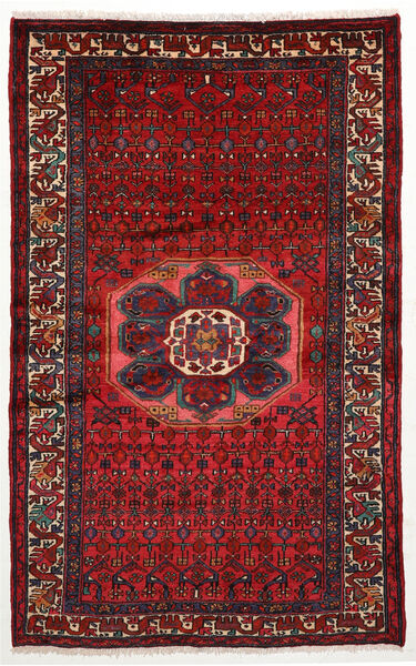  Hamadan Rug 130X208 Authentic
 Oriental Handknotted Dark Red/Black (Wool, Persia/Iran)