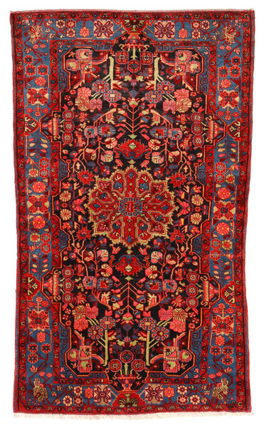  Nahavand Old Rug 139X243 Authentic
 Oriental Handknotted Dark Red/Black (Wool, Persia/Iran)