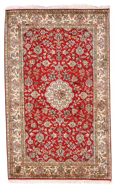  Kashmir Pure Silk Rug 93X152 Authentic
 Oriental Handknotted Dark Brown/White/Creme (Silk, India)