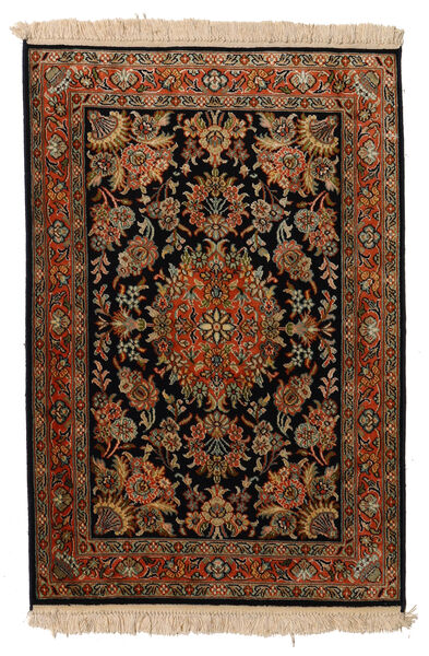  Kashmir Pure Silk Rug 63X93 Authentic
 Oriental Handknotted Black/Dark Brown (Silk, India)