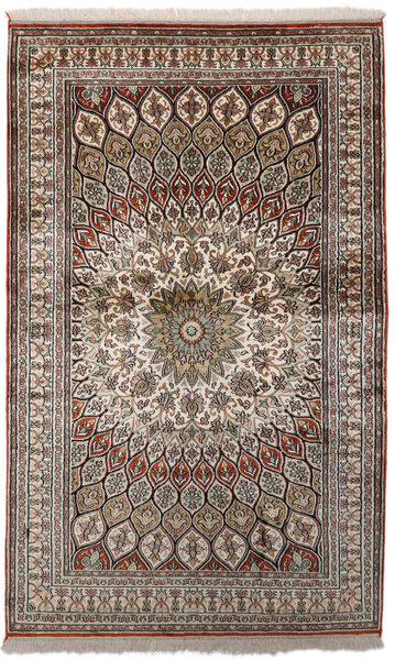  Kashmir Pure Silk Rug 97X156 Authentic
 Oriental Handknotted Light Brown/Light Grey/Dark Grey (Silk, India)