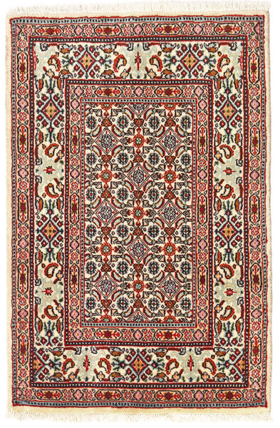  Moud Rug 60X90 Authentic
 Oriental Handknotted Beige/Dark Brown/Dark Red (Wool/Silk, Persia/Iran)