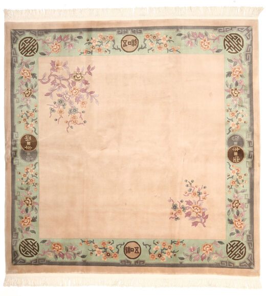  China 90 Line Rug 244X244 Authentic
 Oriental Handknotted Square Light Pink/Dark Beige (Wool, China)