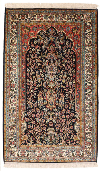  Kashmir Pure Silk Rug 82X132 Authentic
 Oriental Handknotted Black/Dark Brown (Silk, India)