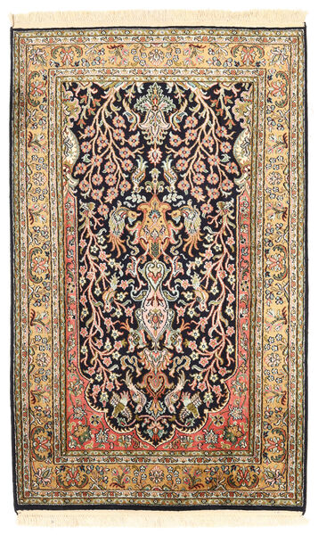 Kashmir Pure Silk Rug 76X125 Authentic
 Oriental Handknotted Dark Brown/Dark Beige (Silk, India)